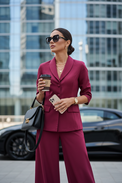 The Ira Maroon Blazer Set