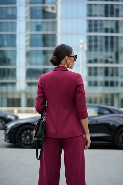 The Ira Maroon Blazer Set