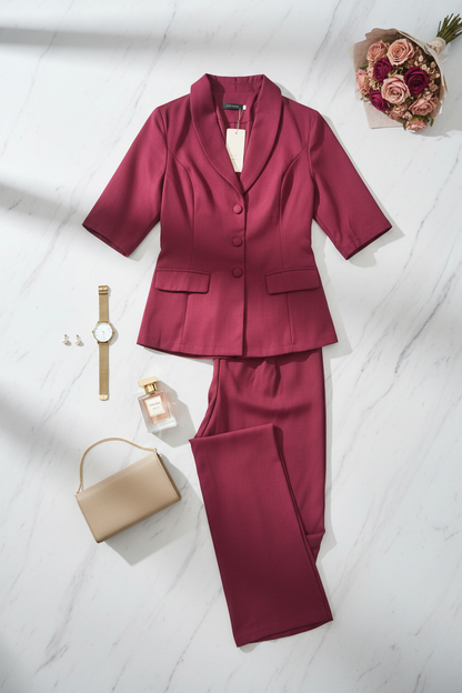 The Ira Maroon Blazer Set