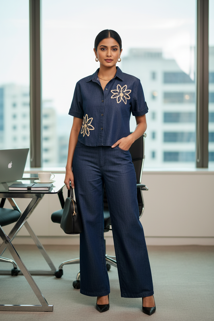 Keya Denim Blue Co ord set
