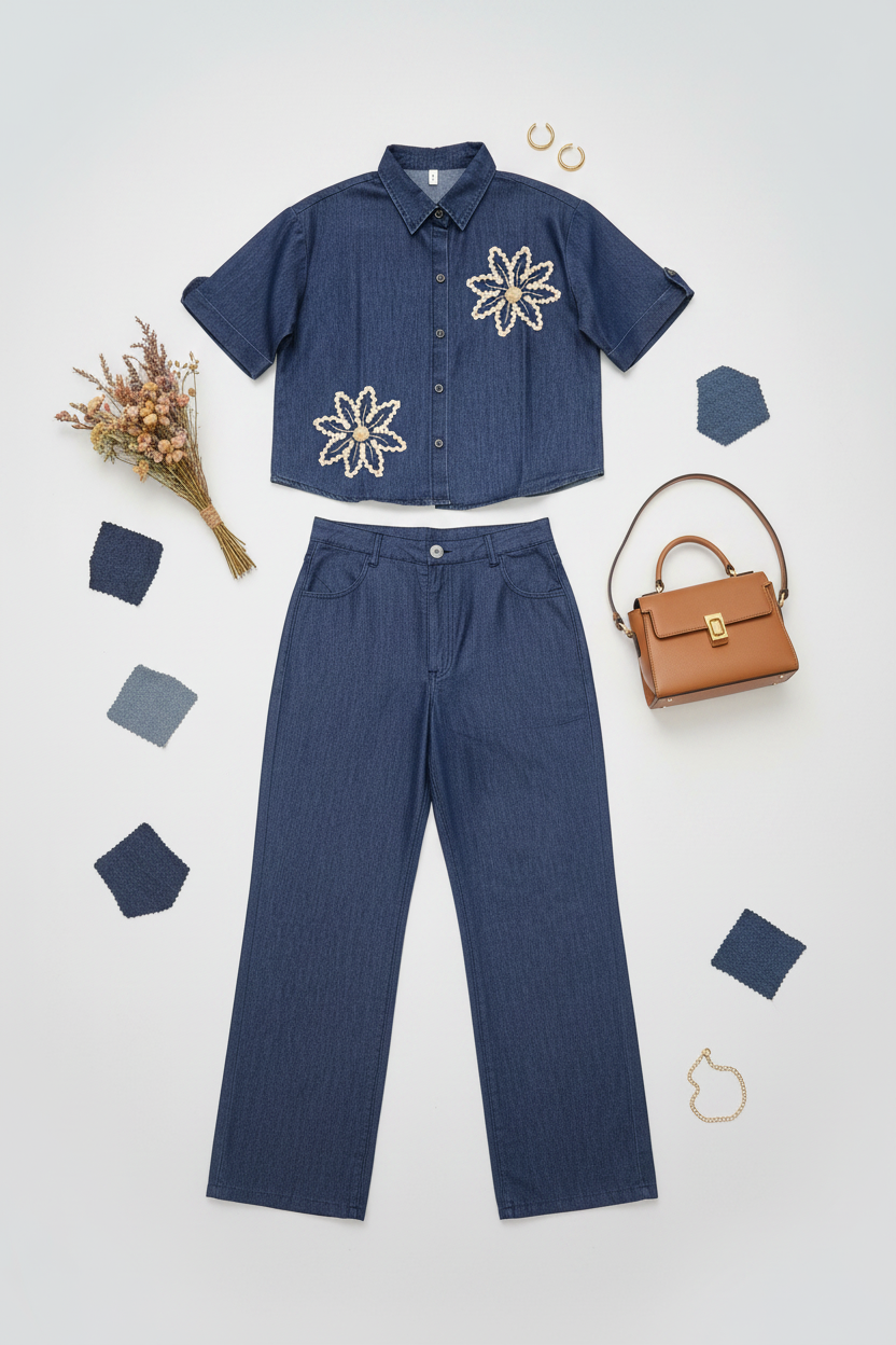 Keya Denim Blue Co ord set