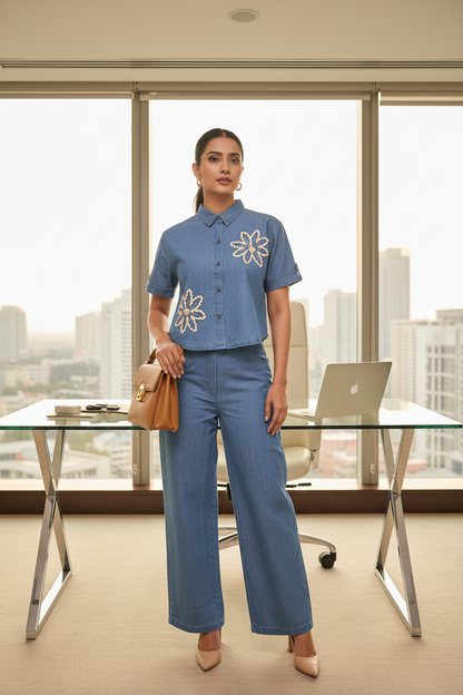 Keya Denim Light Blue Co ord set