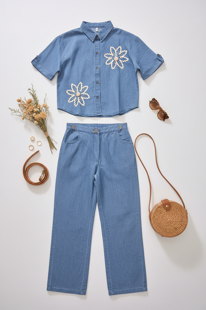 Keya Denim Light Blue Co ord set