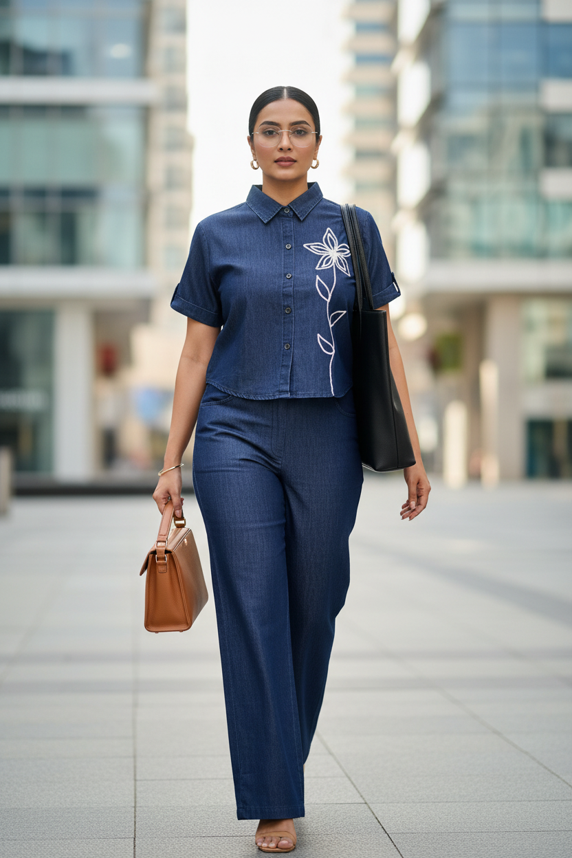 Reya Denim Blue Co ord set