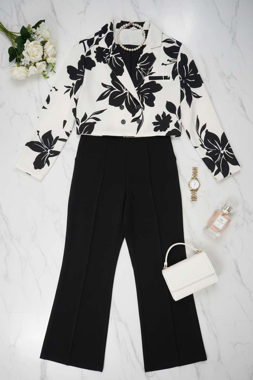 The Ayesha Power Black and White Co ordset