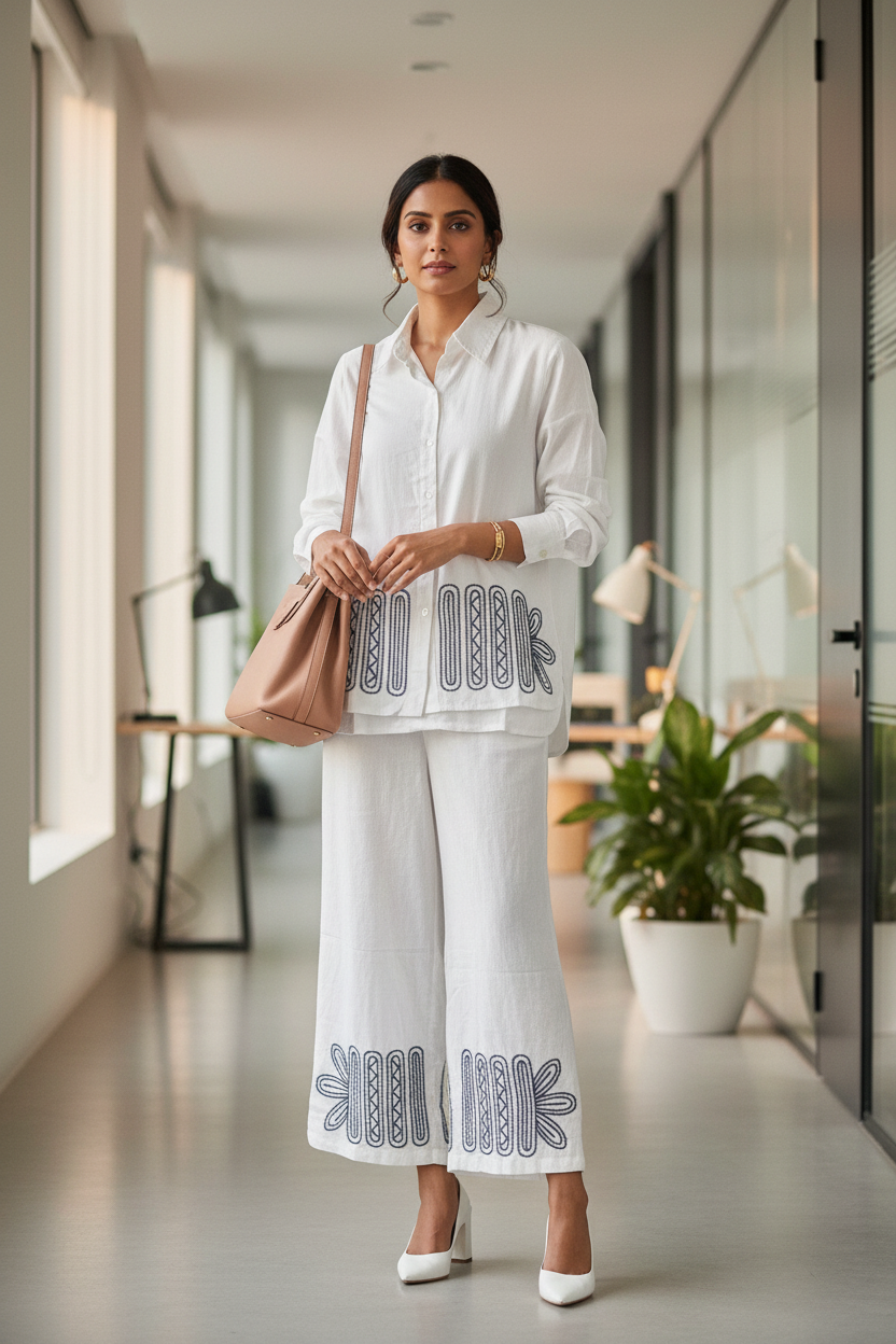 The Vanya Ease White Co ord Set