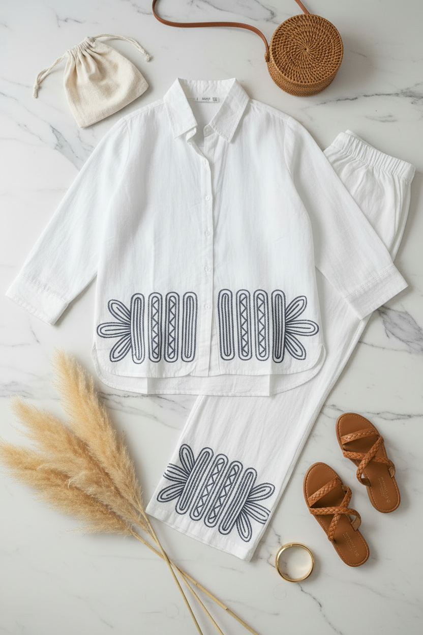 The Vanya Ease White Co ord Set