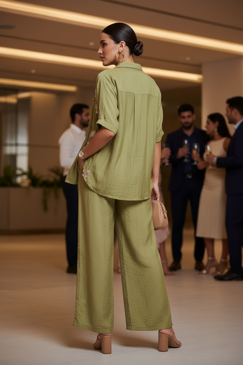 The Casual Chic Green 3 Pc Co ordset