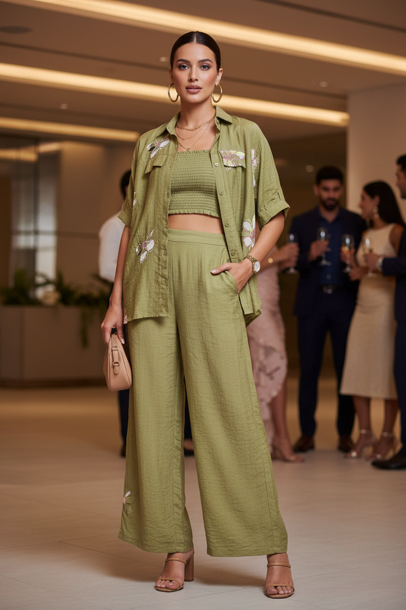 The Casual Chic Green 3 Pc Co ordset