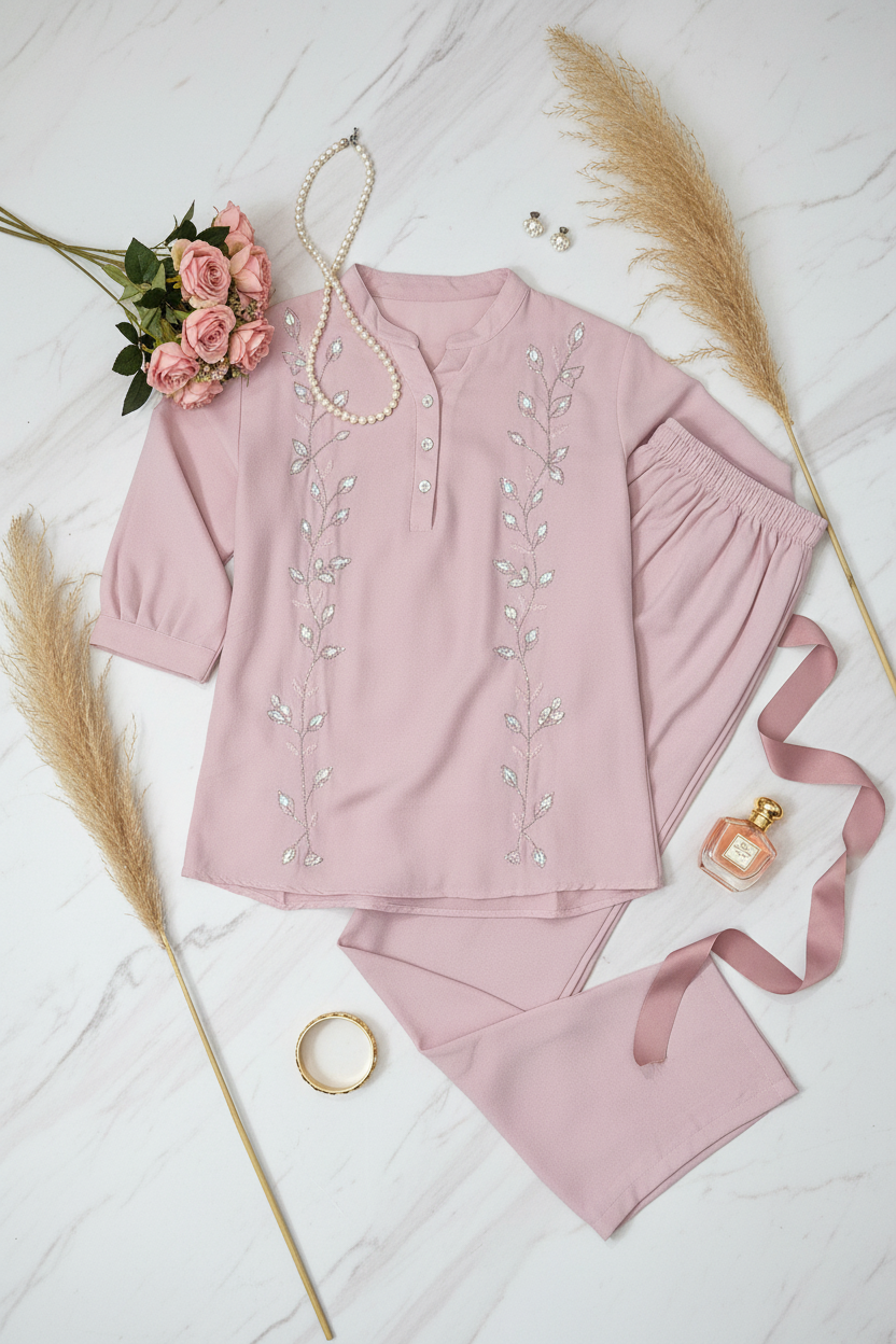 The Elina Grace Co ordset in Baby Pink