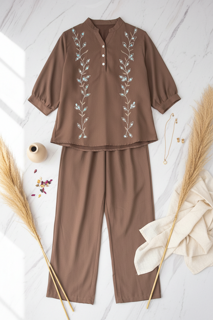 The Elina Grace Co ordset in Brown