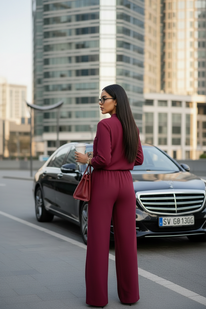 The Elina Grace Co ordset in Maroon