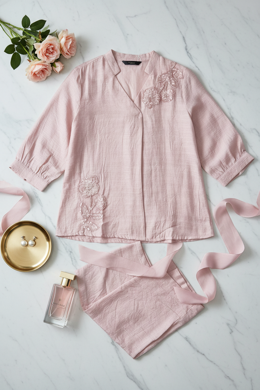 The Pure Ease Co ordset in Pastel Pink