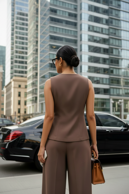 The Power Vest with Trouser in Brown