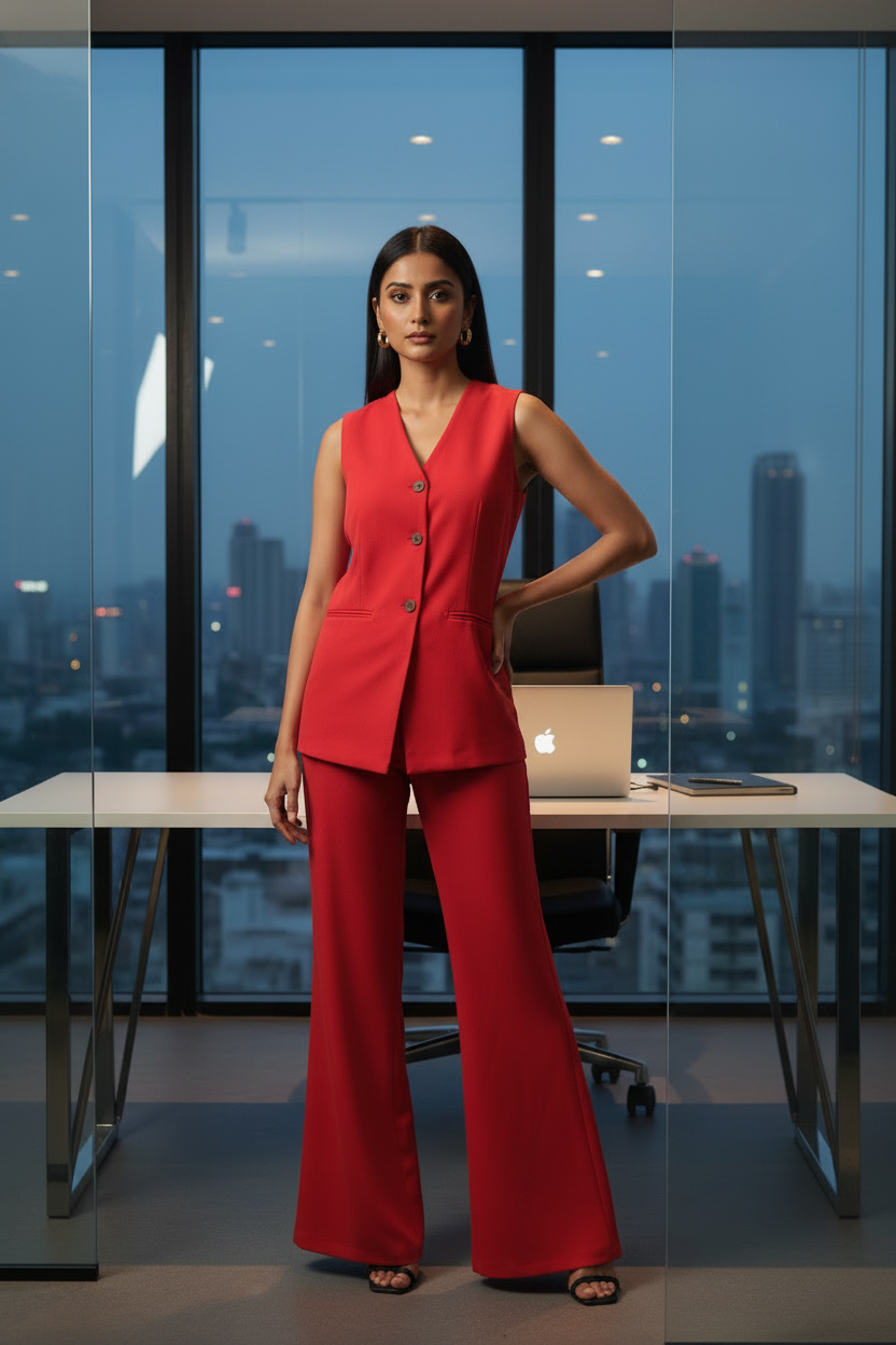 The Power Vest with Trouser in Red