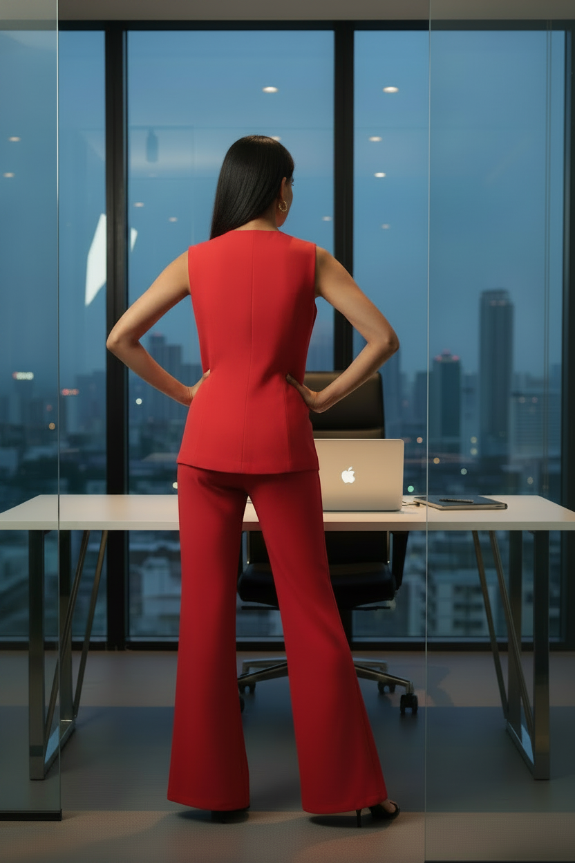 The Power Vest with Trouser in Red