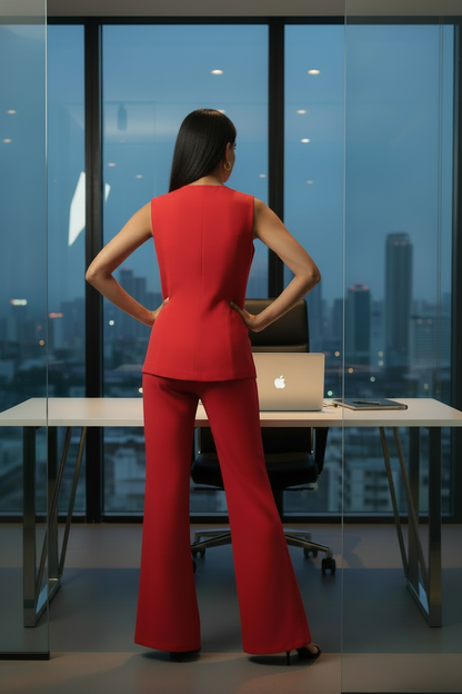 The Power Vest with Trouser in Red
