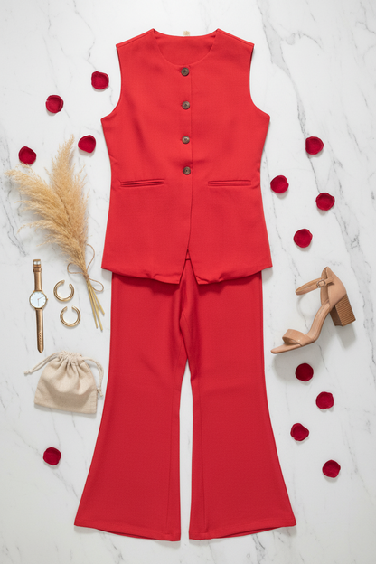 The Power Vest with Trouser in Red