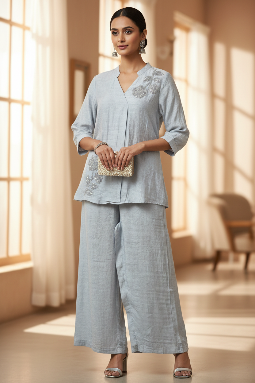 The Pure Ease Co ordset in Pastel Grey