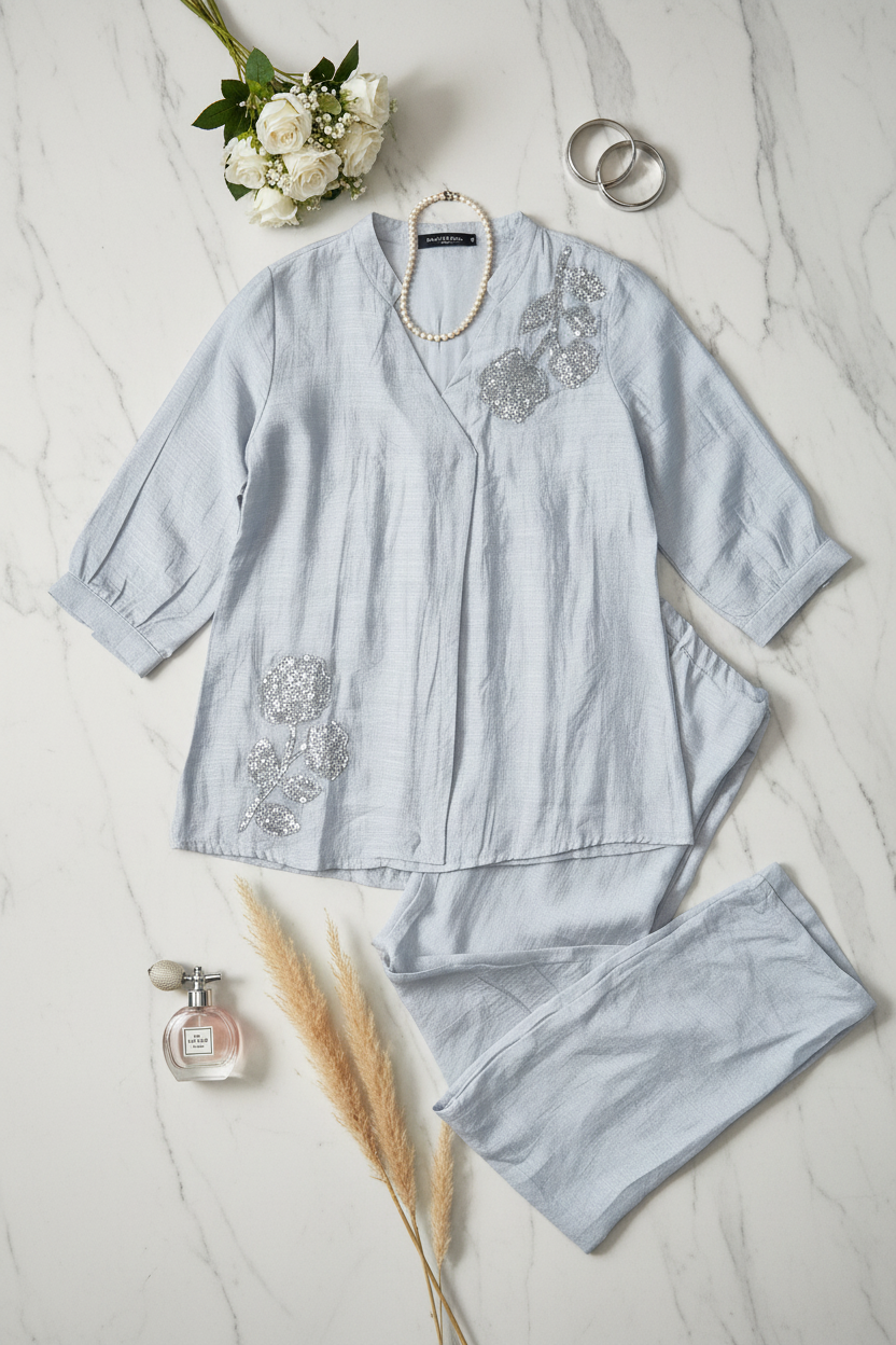 The Pure Ease Co ordset in Pastel Grey