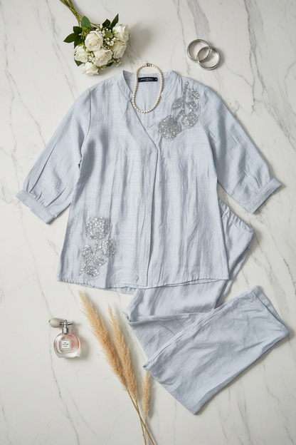 The Pure Ease Co ordset in Pastel Grey