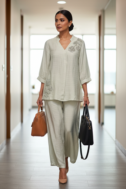 The Pure Ease Co ordset in Pastel Green