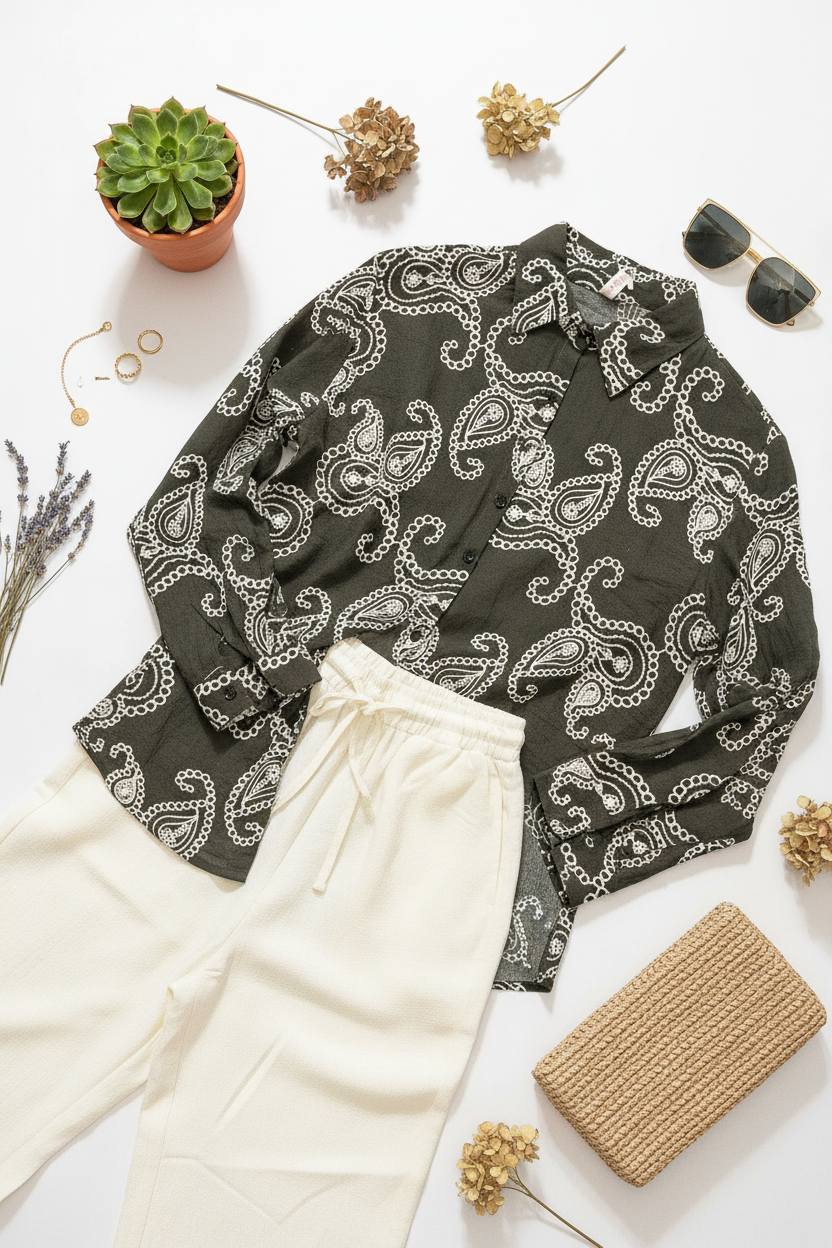 The Everyday Smart Co ord in Mehendi Green