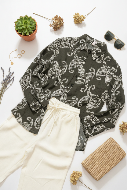 The Everyday Smart Co ord in Mehendi Green