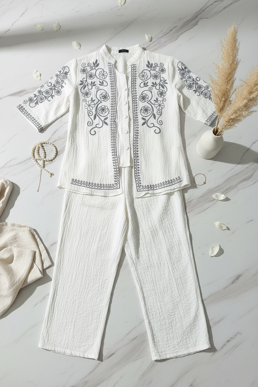 The Saira Soft Move 3 Piece Co ordset in White