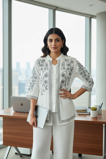 The Saira Soft Move 3 Piece Co ordset in White
