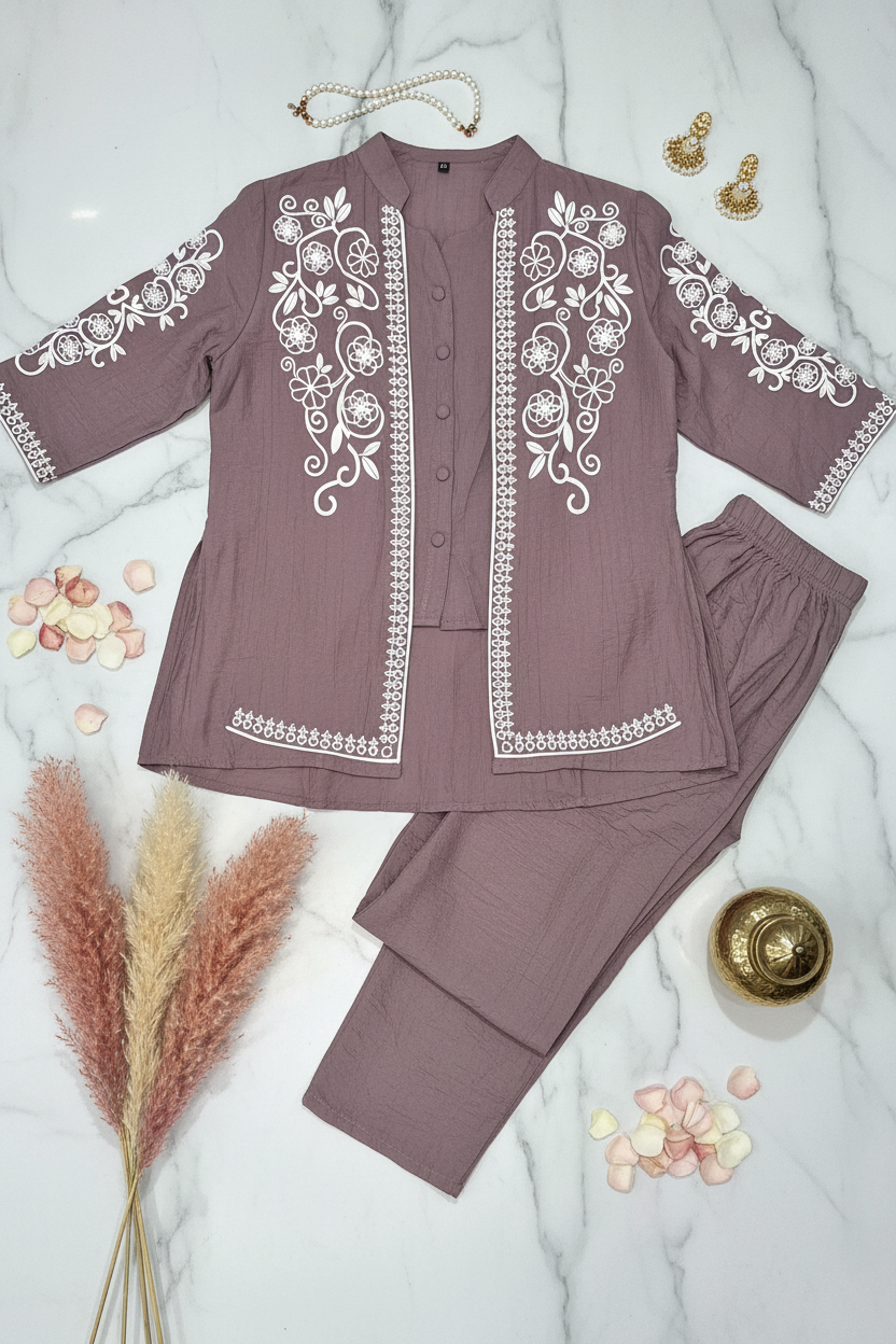 The Saira Soft Move 3 Piece Co ordset in Rosy Brown
