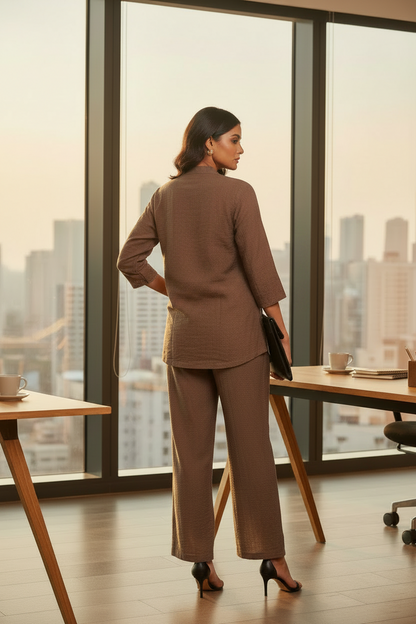 The Saira Soft Move 3 Piece Co ordset in Dark Brown