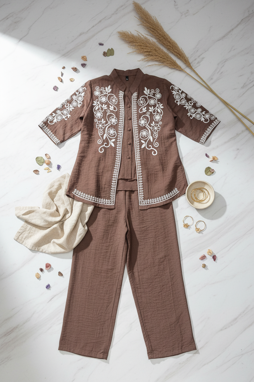 The Saira Soft Move 3 Piece Co ordset in Dark Brown