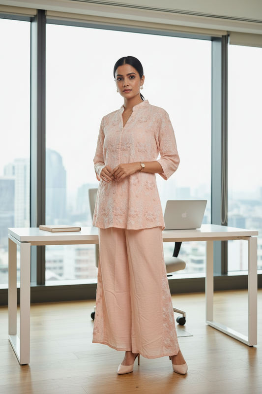 Charvi 2.0 Co ord Set In Pastel Peach