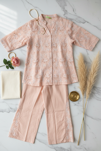 Charvi 2.0 Co ord Set In Pastel Peach