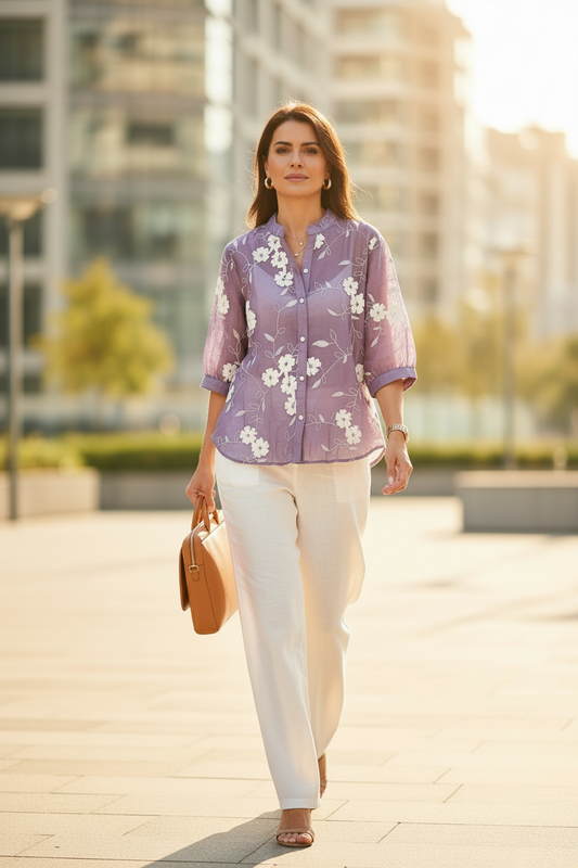Zara Bloom Co-ord Set In Purple