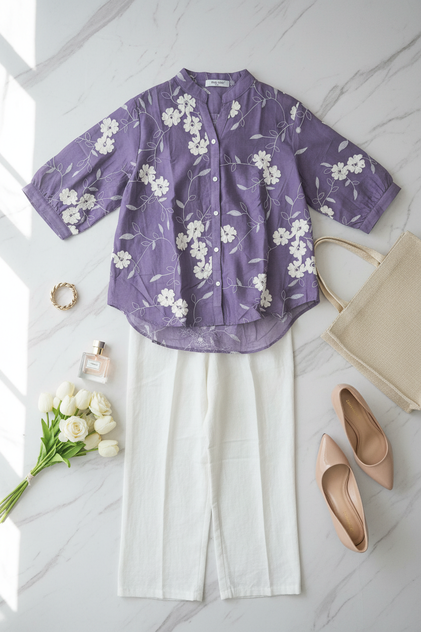 Zara Bloom Co-ord Set In Purple