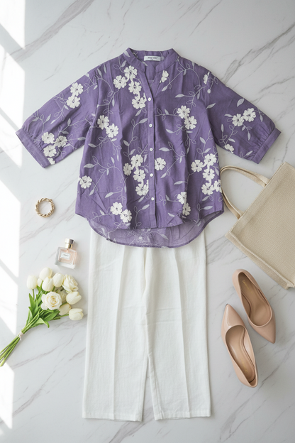 Zara Bloom Co-ord Set In Purple