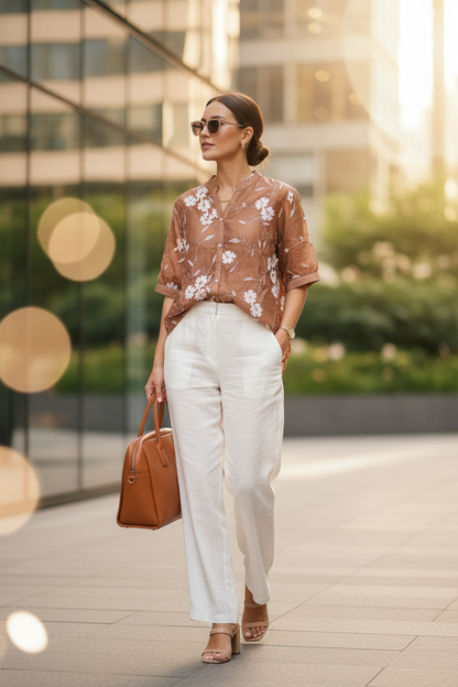 Zara Bloom Co-ord Set In Brown