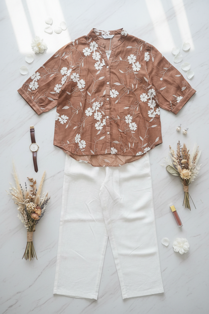 Zara Bloom Co-ord Set In Brown
