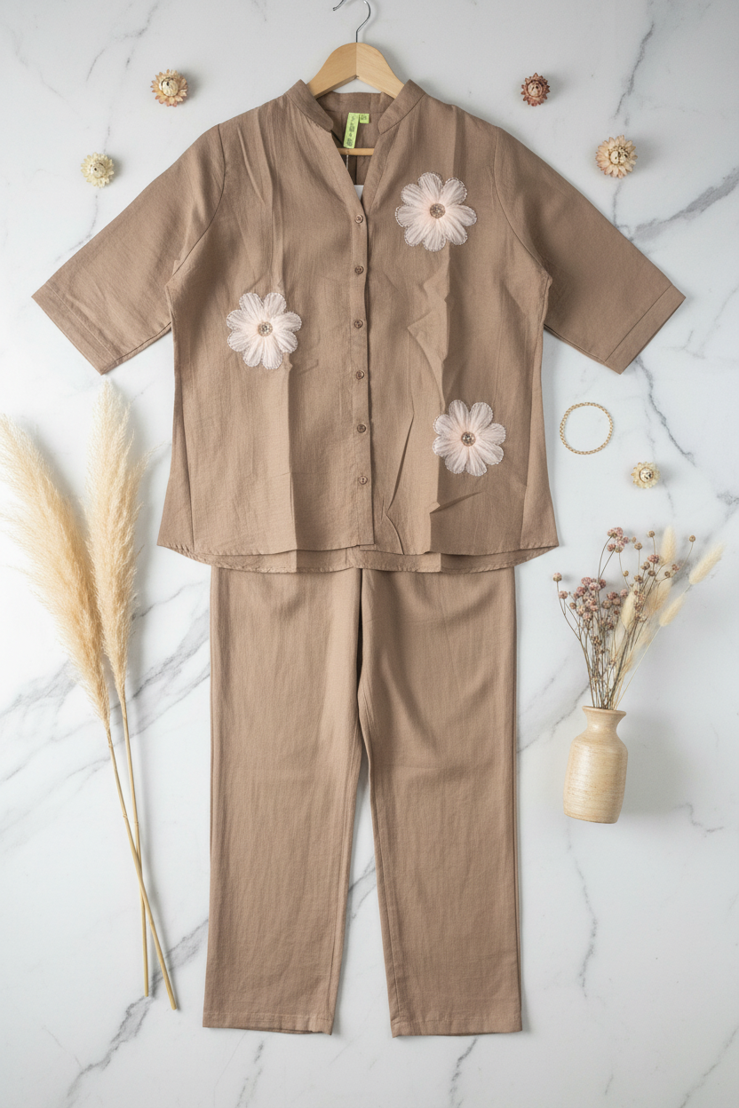 Avni Blush Co ord Set In Brown