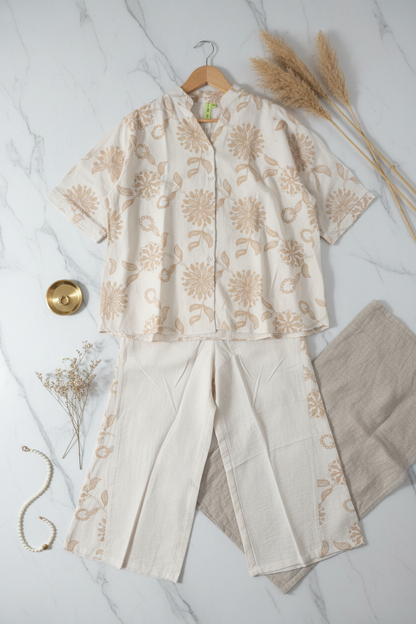 Off White Sanya Executive Floral Pants Co ord Set