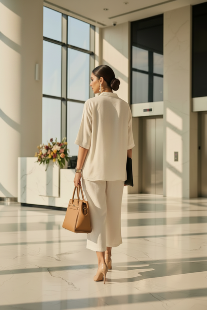 Off White Sanya Executive Floral Pants Co ord Set