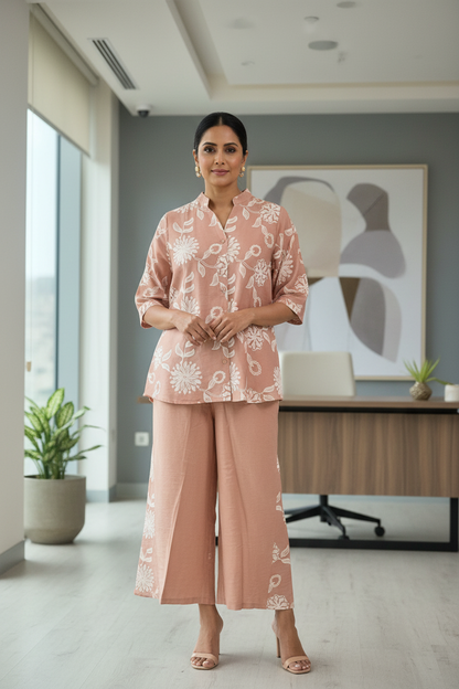 Light Brown Sanya Executive Floral Pants