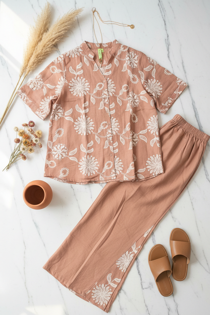 Light Brown Sanya Executive Floral Pants
