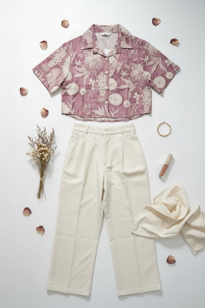 Naira Pink Cotton Linen Set