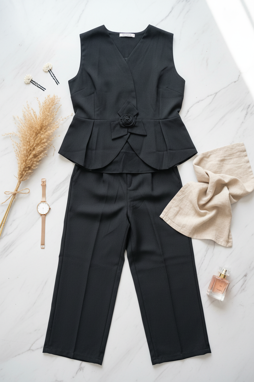 Confidence Code In Black Co ord Set