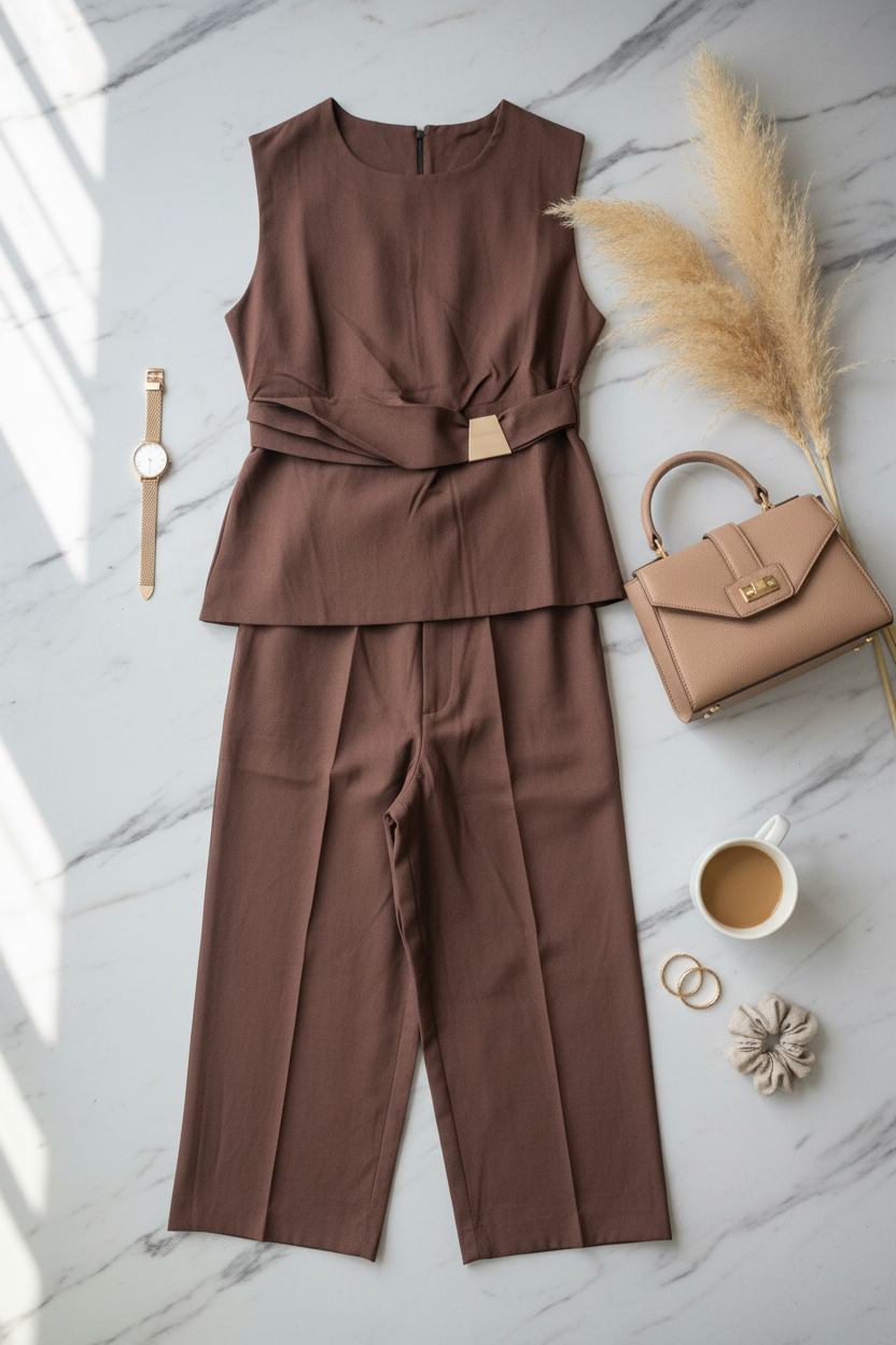Sia Power Noir Co ord Set In Brown