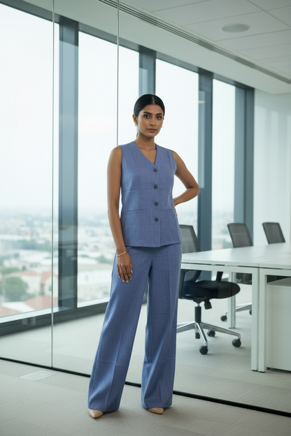 The Myra Vest Blue Set
