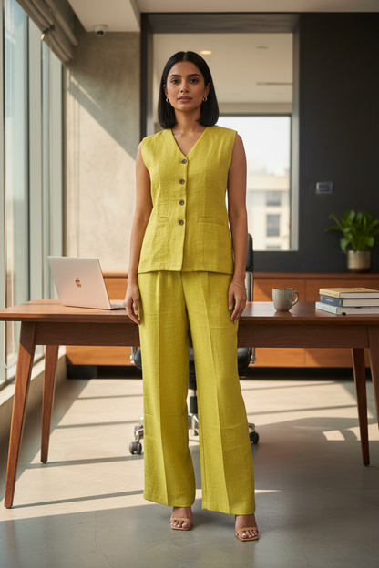 The Myra Vest Yellow Set